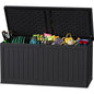 JUMMICO HDPE 270 Gallon Deck Box Double-Wall with Divider - color: Black, size: 270 gallon