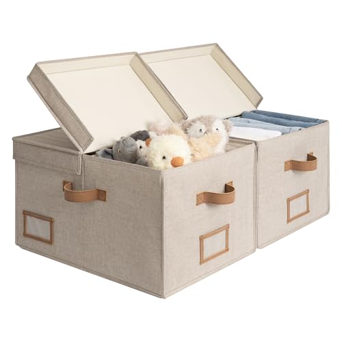 StorageWorks Large Decorative Storage Boxes with Lids, Light Brown - color: Light Brown, size: Large