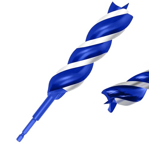 1-1/4 Inch Auger Drill Bit for Wood, 9" Long Carbon Steel Quick Change Hex Shank Wood Drill Bit for Hardwood, Softwood and Plastic (Blue) - size: 1-1/4" x 9"