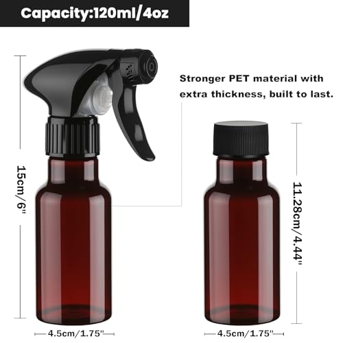 Spray Bottles 4oz/120ml Plastic Small, Clear, 2 Pack - color: Brown
