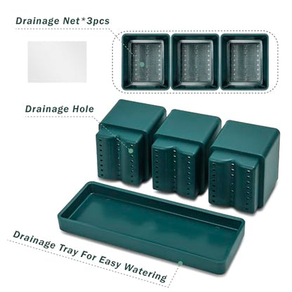 D'vine Dev Plastic Herb Garden Planter Set, Green, 76-V-C-1 - color: Green, size: 12"