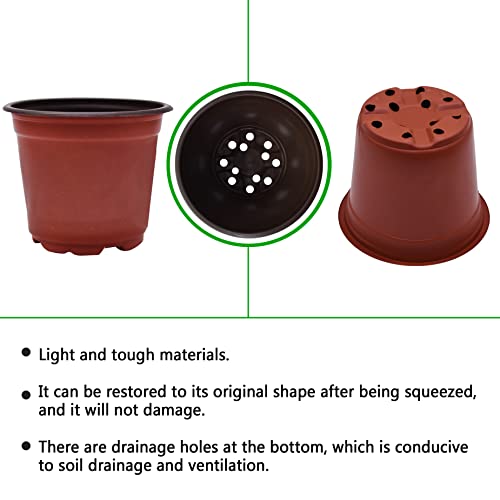 HOSTIC 6.3 Inch Nursery Pot Seedling Pot Plant Container Seed Starting Pots Multipurpose Plastic Pots 100 Packs - size: 6.3 Inch