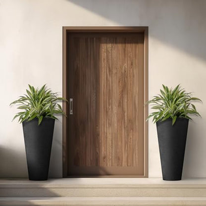 Kante 2-Pack All-Weather 18" H Round Tapered Black Plastic Planters - color: Black, size: 18" H