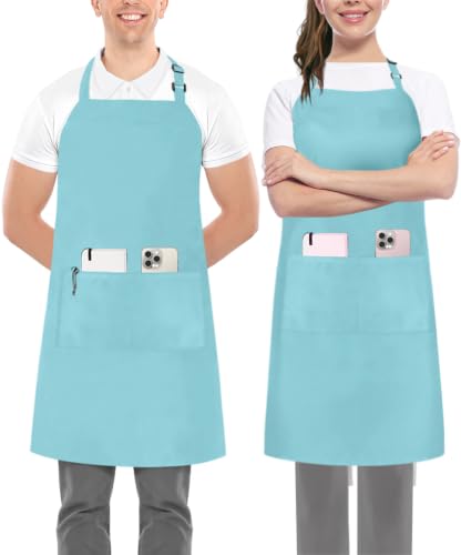 Utopia Kitchen Bib Aprons 2 Pack Adjustable With 2 Pockets - color: Aqua