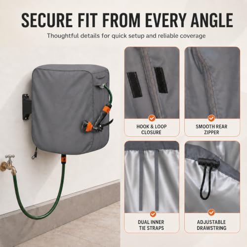 Wall Mounted Hose Reel Cover 26x11x18in 420D Waterproof - color: Retractable - Hose Reel Wall-mounted Cover