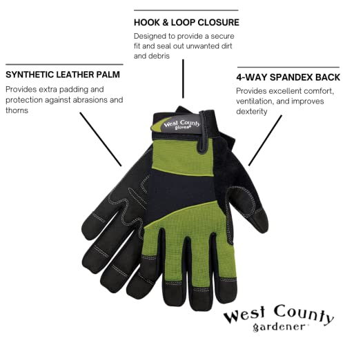 West County Women's Gloves -Work Gloves with Four-Way Spandex Backing - color: Stem, size: Medium (Pack of 1)