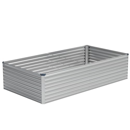 Vengarus 8x4x2ft Galvanized Raised Garden Bed,Metal Raised Beds Kit Silver - color: Silver, size: 8x4x2 ft