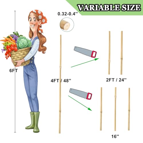 PFNRTH Bamboo Plant Stakes – 25pcs 4FT Natural Bamboo Garden Stakes