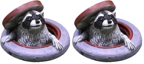 OULIGET Raccoon Garden Statue Ornament,Miniature Simulation Small Animal Resin Sculpture,Cute Flower Pot Fairy Garden Micro Landscape Accessories, Lifelike Decor for Yard Patio (Pack of 2) - size: Height 2 Inches, Length 2.3 Inches (Pack of 2)