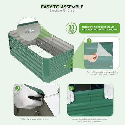 Raised Garden Bed Kit 4x2x1.4ft, Metal Planter Boxes Outdoor, Green - color: Lotusgreen, size: 4x2x1.4ft