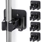 Stainless Steel Broom Holder, Heavy Duty, Rust Resistant, 4 Gripper Positions with 4 Hooks, Black - color: Black
