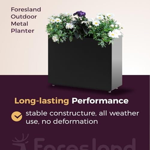 Tall Divider Metal Planter Box 36Wx11Dx30H, Quick 5-Min Assembly - size: 36Wx11Dx30H