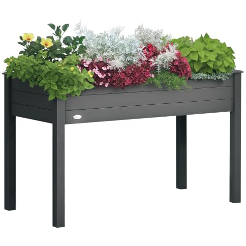 Outsunny Raised Garden Bed with Legs, Bed Liner 48" x 22" x 30", Dark Gray - color: Dark Gray, size: 48" x 22" x 30"