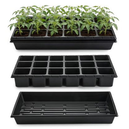 RooTrimmer 3 Inch Square Pots 2.9" Deep 18 Cell Seedling Trays with Water Collection Nursery 1020 Trays No Holes for Seeds Starting and Transplanting (20"x10",10 Sets) - size: 18 Cells
