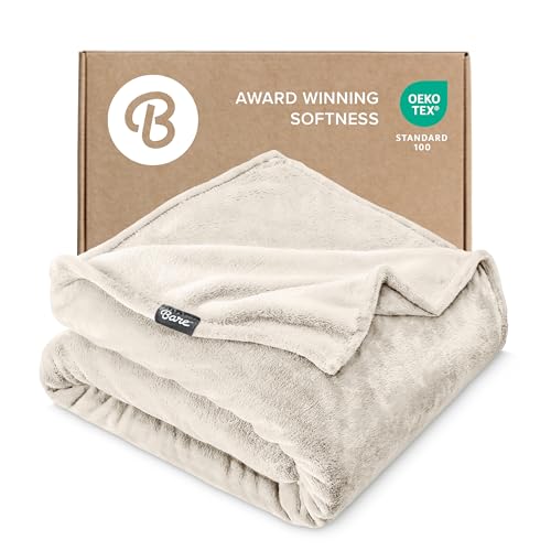 Bare Home Fleece Blanket Luxury Microplush (Full/Queen, Vanilla) - color: 19 - Vanilla, size: Full/Queen