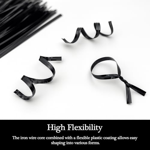 800-Pack Premium Black Plastic-Coated Twist Ties – Durable, Reusable Bag and Cord Fasteners for Home, Garden, and Travel Use