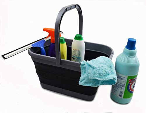 SAMMART 12L (3.17 Gallon) Collapsible Rectangular Handy Bucket (1, Grey/Black) - color: Grey/Black