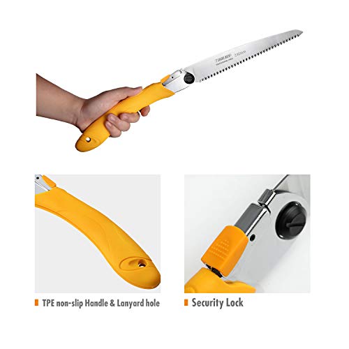 9.45" SK5 7TPI Folding Saw for Camping Hiking Garden - size: 9.45Inch-Yellow