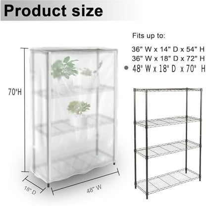 Frosted PVC Wire Shelf Cover 48 x 18 x 72 Inch Storage Rack Cover - color: Frosted, size: 48" W x 18" D x 72" H