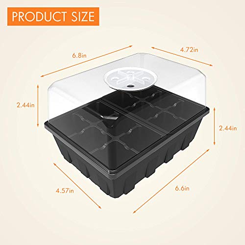 Gardzen 3 Pack Seed Starter Trays with Adjustable Vented Dome 36 Cell - color: Black, size: 3-Pack
