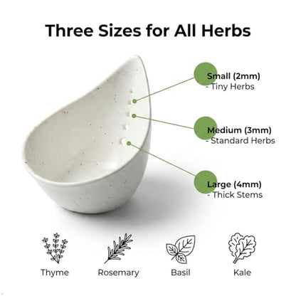Herb Stripper Bowl,Ceramic Herb Stripper Tool with 5 Size Holes - color: Milk White