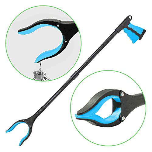 Grabber Reacher Tool - 2 Pack - Updated Version Long 32 Inch Foldable Pick Up Stick - Strong Grip Magnetic Tip Lightweight Trash Picker Claw Reacher Grabber Tool Elderly Reaching - by Luxet (Blue) - color: Blue