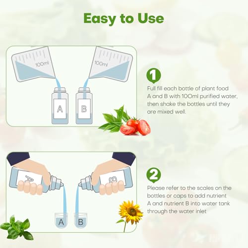 Ahopegarden 800ml A&B Hydroponic Nutrients: Hydroponic Plant Food for Aerogarden, Liquid Plant Food for Vegetables, Fruits, Flowers, ect - All-in-One Fertilizer Solution for Hydroponics Growing System - style: 8pcs Plant Food
