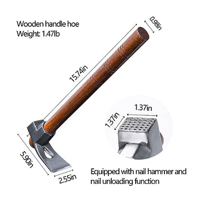 Garden Hoe Tool Small Action Hoe, Loosening Soil and Weeding,Knockable and Removable Nails,Hand Long Handle Weed Garden Tool,Digging and Rooting (5.90in×2.55in,1.47lb) - size: medium
