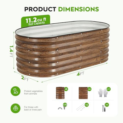 Galvanized Raised Garden Bed - 2PCS 4x2x1.4ft Metal Planter Box Brown - color: Brown, size: 4x2x1.4ft(2pcs)