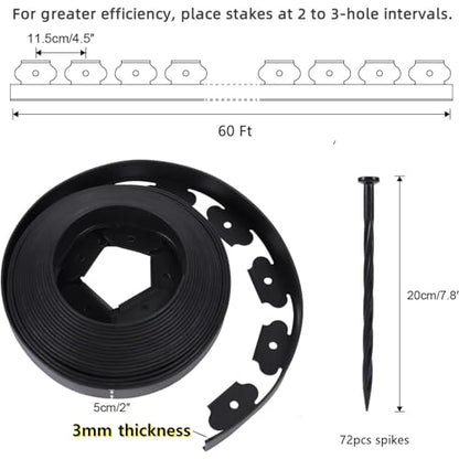 Anleolife 40FT NO-DIG Garden Landscape Edging with 48 Spikes, 2IN Black - style: 40FT+48pcs Anchoring Spikes
