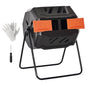 Outsunny Tumbling Compost Bin 360° Dual Chamber 43 Gallon, Orange - color: Orange