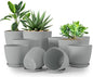 Plant Pots Indoor with Drainage, 10 Pack Multi-Size Planters Set, Grey - color: Gray, size: Pack of 10