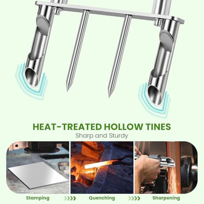 Manual Core Aerator, 2 Hollow Slot + 2 Spike Tines, Semi-Assembled, Orange