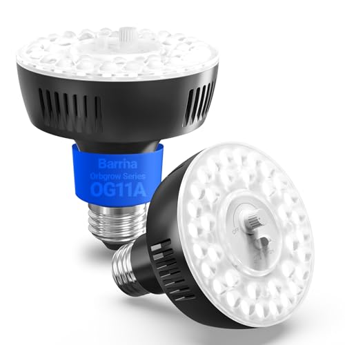 Barrina OG11A Grow Light Bulbs for Indoor Plant, 5000K 11W, 2 Packs, Black - color: 5000K-Black Cover, size: 11W-2 Packs