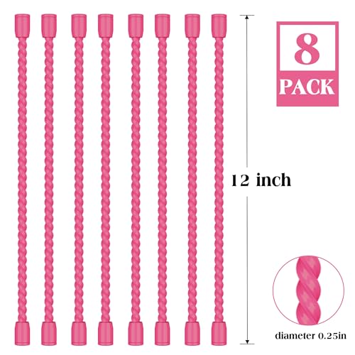 8PCS 12 Inch Silicone Cable Ties, Reusable Bendable Rubber Twist Ties - color: Pink, size: 12in(8pcs)