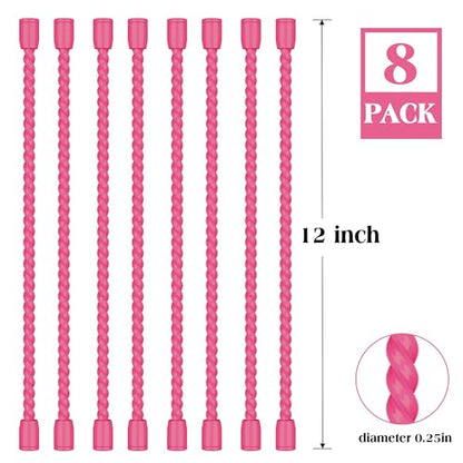 8PCS 12 Inch Silicone Cable Ties, Reusable Bendable Rubber Twist Ties - color: Pink, size: 12in(8pcs)