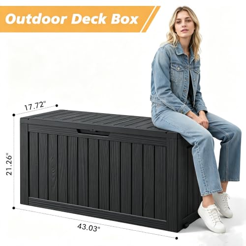 Fancyango 75 Gallon Outdoor Storage Waterproof Deck Box for Patio, Black