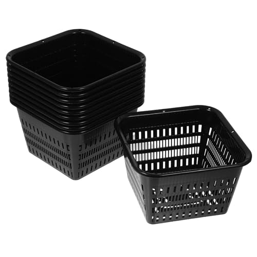 20pcs Square Net Pots for Hydroponics - 7. 1in Heavy Duty Slotted Mesh Net Cups for Dwc System Large Plastic Orchid Pots with Holes - Black Wide Lip Bucket Insert - color: 20pcs