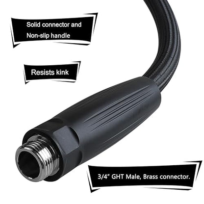 HQMPC Garden Hose 5/8"IDx30' Hose Stiff And Rigid Light Weight Durable Non Kinking Water Hose For Garden Lawn Waterring Female Brass Hose Fittings 30 FEET Black(Leight weigh arround 1 kgs)