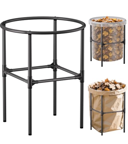 Garden Trash Bag Holder, 30-55 Gallon Outdoor Leaf Bag Holder, L - color: Mattle Black