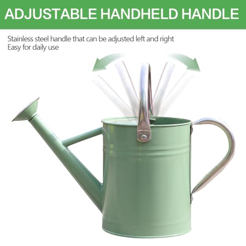 Metal Watering Can 1 Gallon for Outdoor Garden Plants, CGreen - color: Cream Green