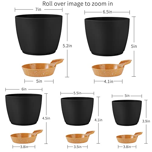 GARDIFE 5/5.5/6/6.5/7 Inch Self Watering Planters, Black - color: 7-black, size: 7/6.5/6/5.5/5 inch|5 pcs