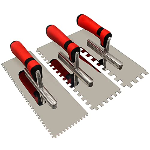 Stainless Steel Tile Tools Set 3PC, Trowel Concrete Tool, Notched Trowel