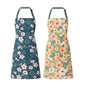 2 Pack Floral Apron for Women with Pockets, Adjustable Cotton Chef Aprons for Kitchen, Cooking, BBQ & Grill - color: Golden/Begonia