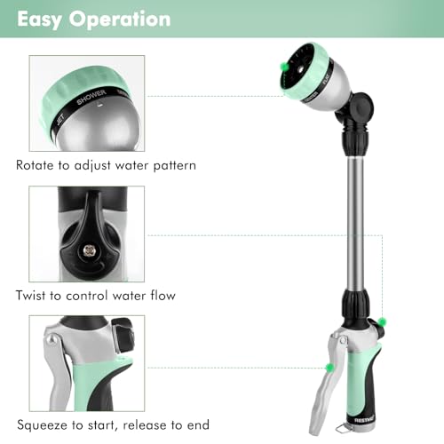 RESTMO Heavy Duty Metal Hose Wand, Watering Wand for Garden Hose - color: Cyan