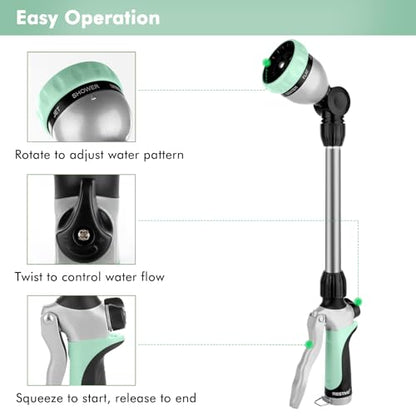 RESTMO Heavy Duty Metal Hose Wand, Watering Wand for Garden Hose - color: Cyan
