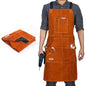 QeeLink Leather Welding Apron 6 Pockets Heat Flame Resistant for Blacksmith - color: Brown, size: 24"x 36"
