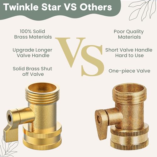 Twinkle Star Brass Twist Hose Nozzle, Hose Shut Off Valve, 4 Pack - color: Nozzle Twist 4 Pack
