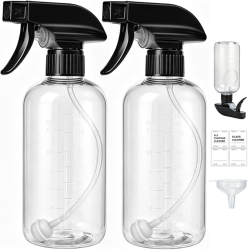 Spray Bottles 16 Oz 2-pack, 360° Any-Angle Spraying, Mist & Stream, Funnel - style: 16oz, 2 pack