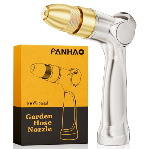 FANHAO 100% Metal Thumb Control Adjustable Hose Nozzle, High Pressure